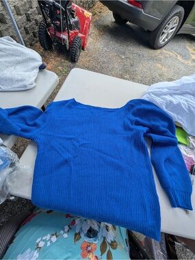 SHEIN Royal Blue Off-the-Shoulder Sweater